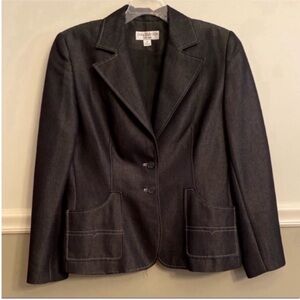 Women’s Lena Gabrielle Blue Denim Looking Two Button Blazer Jacket Size 10